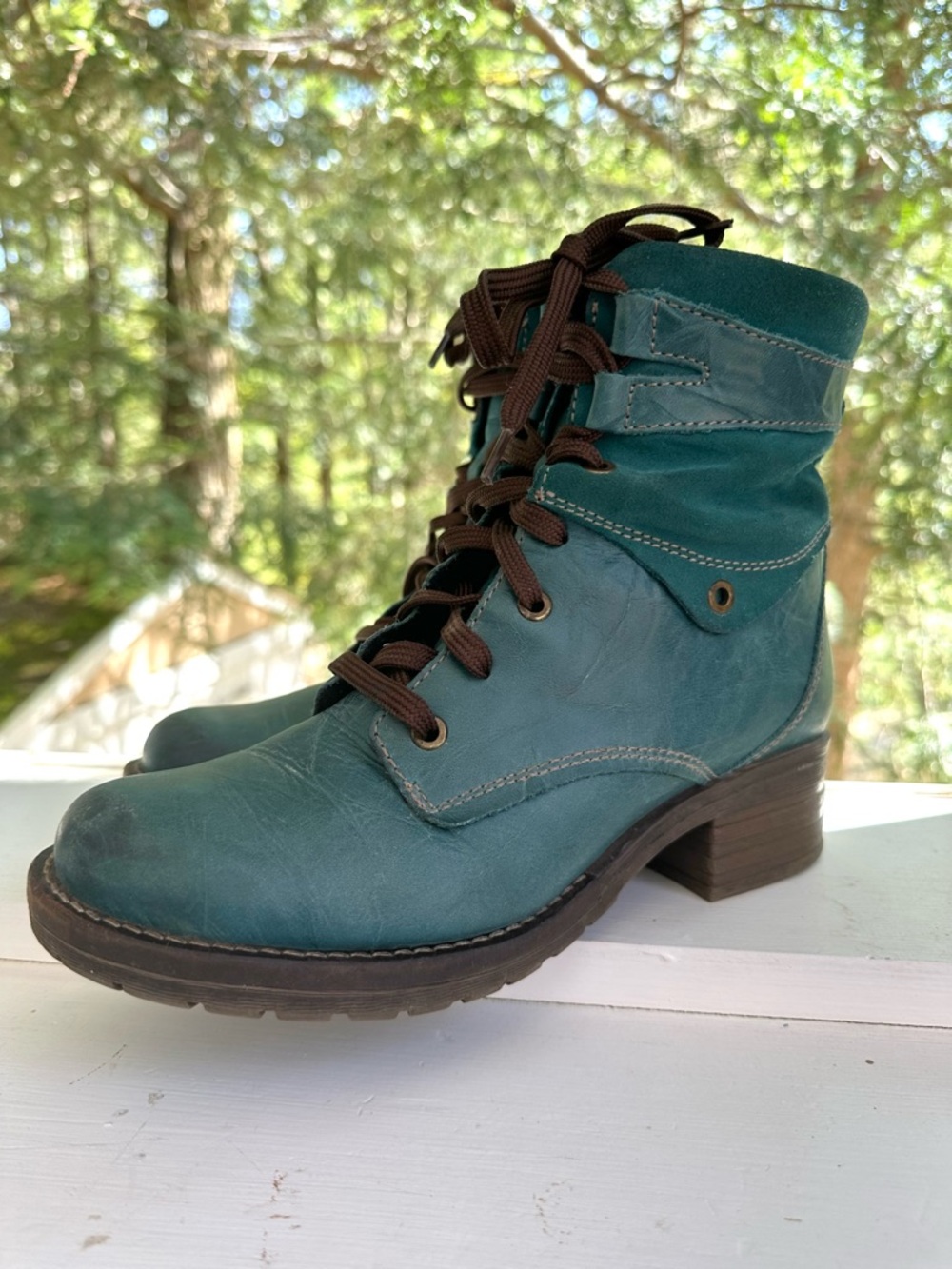 Dromedaris Teal Kara Scrunched Leather & Suede Boot - 39